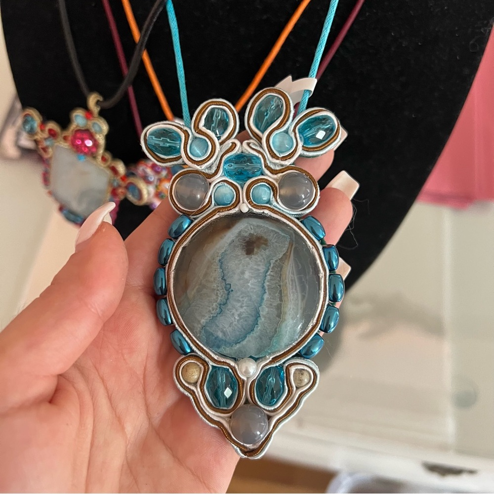 Blue Handmade Polish Stone necklace - Picture 1 of 6